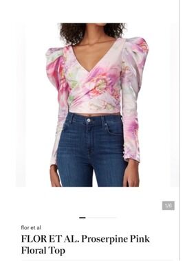 Women's Flor et al Pink Floral Long Sleeve Blouse M